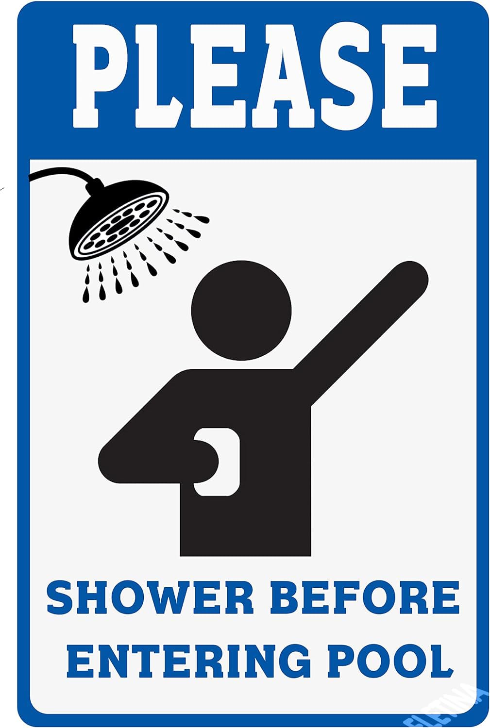 Warning Sign Pool Rules Please Shower Before Entering Metal Swimming Signs Safety 8""X12"" Aluminum