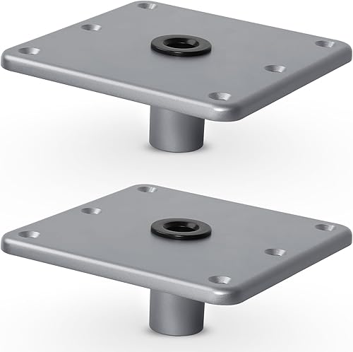 MATINA Base de asiento de barco, pedestal y base de aluminio de 7 x 7 pulgadas con enchufe de poste de pasador de 34 pulgadas, accesorios de barco