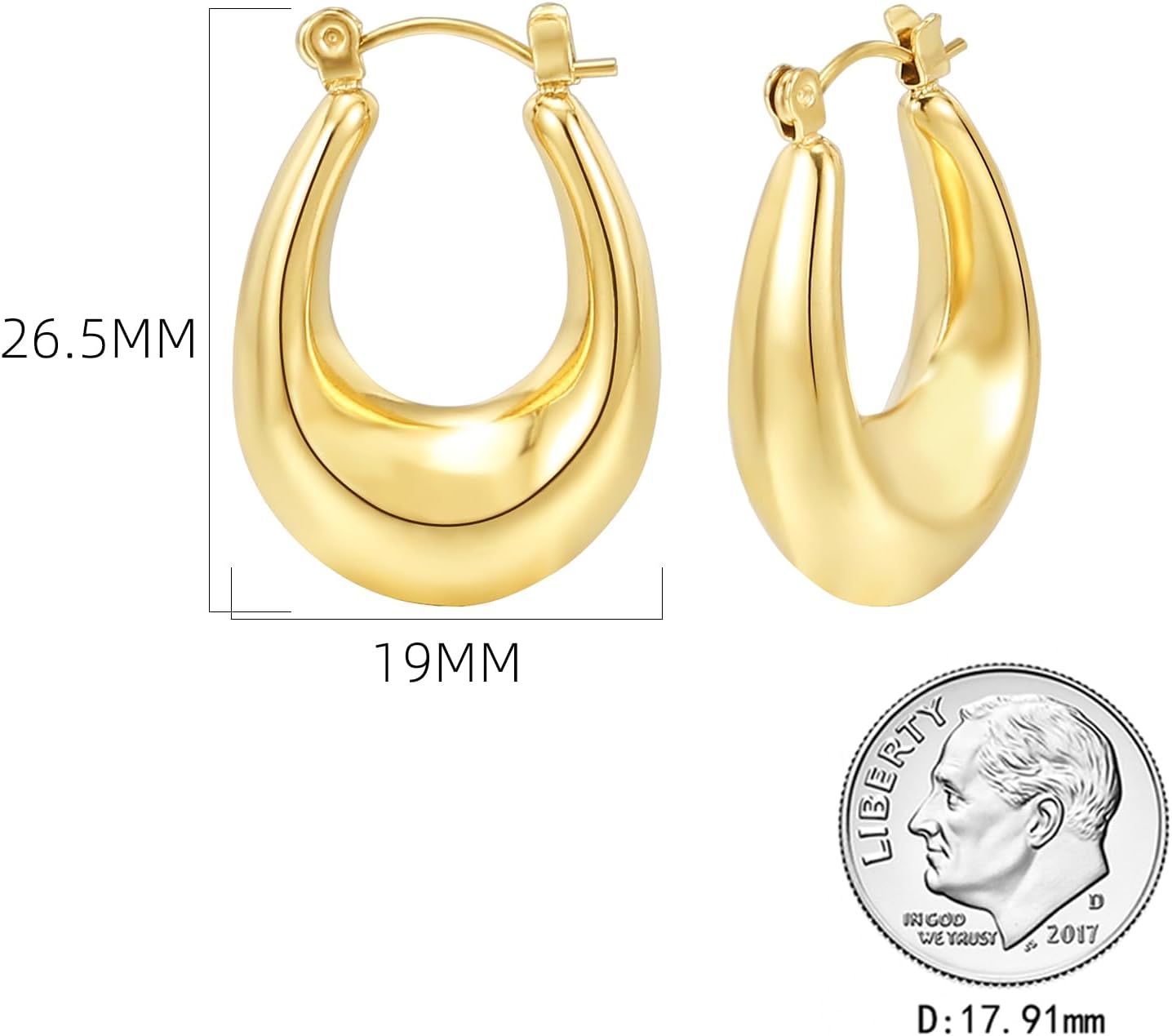 CaptainSteeL 14k Gold Hoop Earrings for Women,Earrings Lightweight Hollow Open Hoops, Hypoallergenic Gold Plated Earrings Fashion Jewelry - Image 2