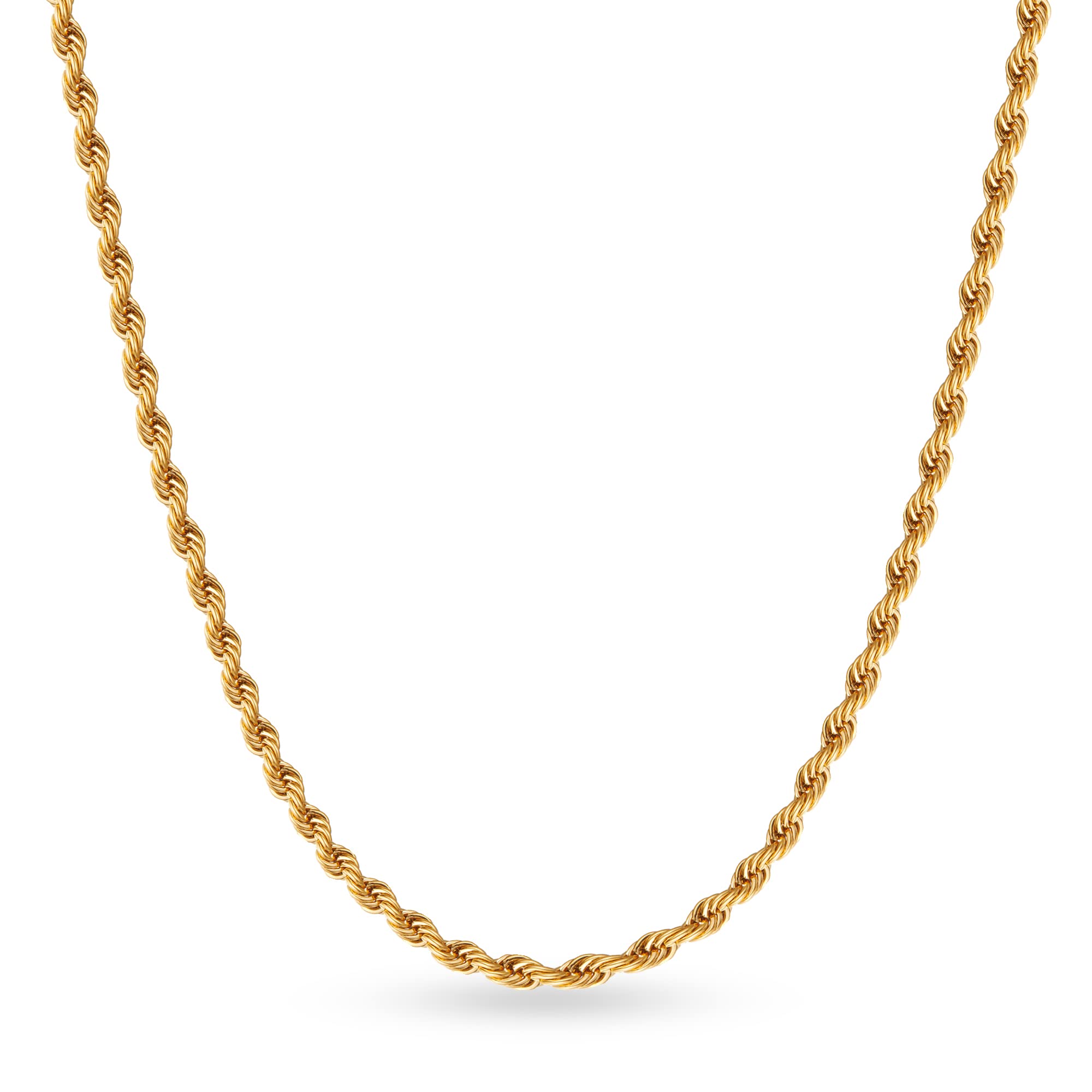 OCHCOH 18K Gold Over 925 Sterling Silver Clasp Rope Chain for Men Women 2/2.5/3/4/5mm Gold Chain for Men Mens Gold Chain Necklace 16 18 20 22 24 26 30 Inches