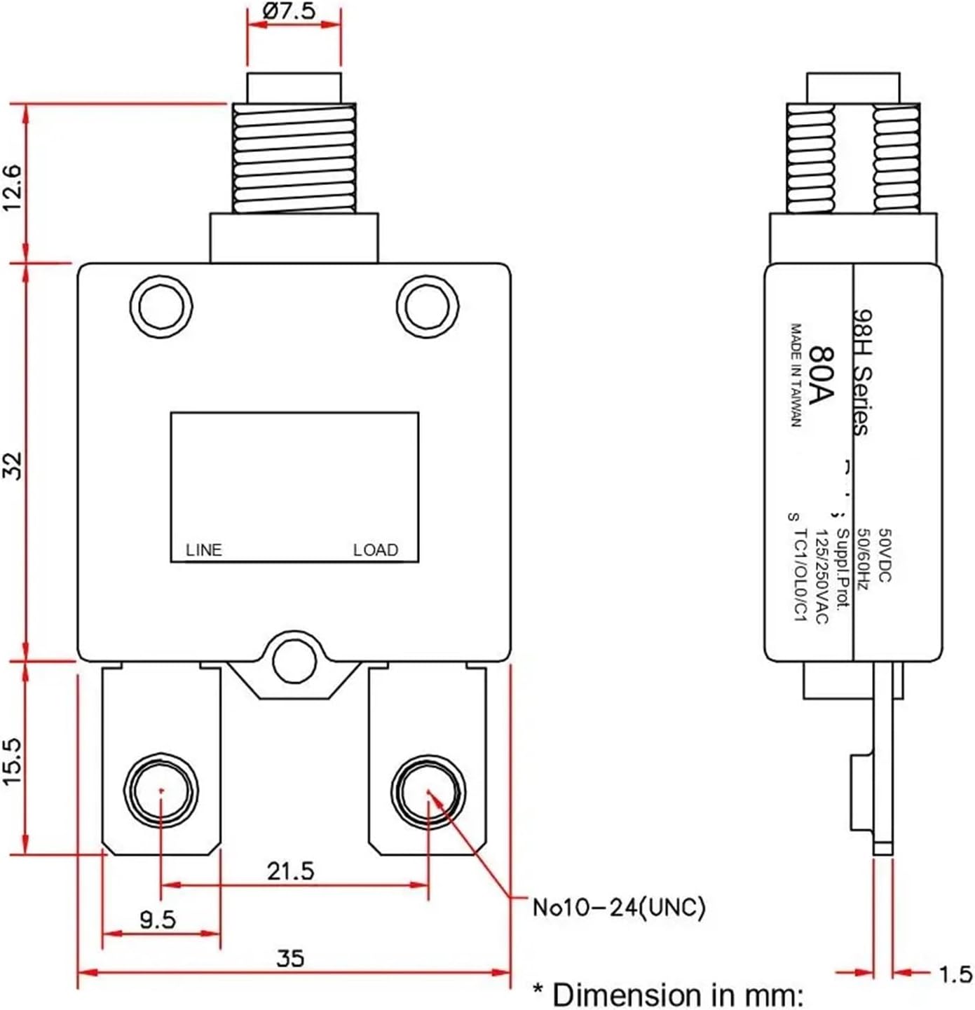 1pc 98H Series 40A auto recloser disyuntor Circuit Breaker Thermal Protector for Pump