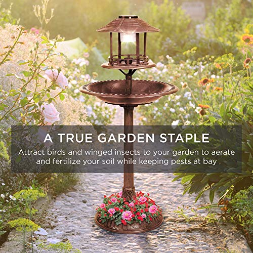 Best Choice Products SKY5951 Solar Outdoor Bird Bath Vintage Resin Pedestal Fountain Decoration thumb #5