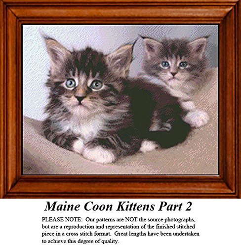Maine Coon Kittens Part 2, Animal Counted Cross Stitch Pattern (Pattern Only, You Provide The Floss and Fabric)