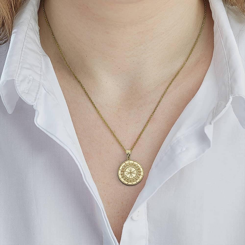 Certified 14k Gold Personalized Name Engraved Casino Gambling Roulette Wheel Charm Pendant Necklace