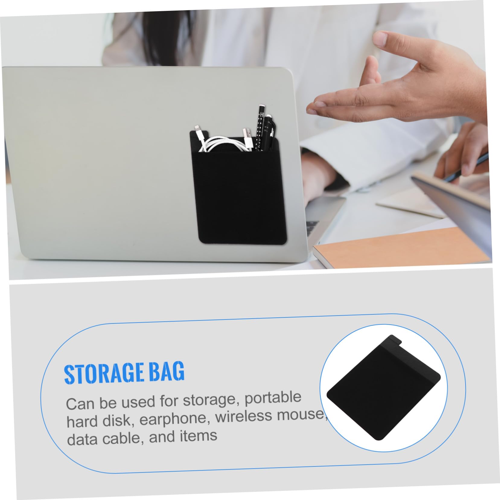 Homoyoyo Borsa per Mouse Wireless Organizer Adesivo per Laptop Custodia per Disco Rigido Esterno Borsa per Cuffie Realizzato in Pelle Buona Qualità Elastico per Contenere Accessori Vari