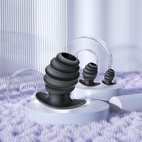 Miniatura 6 de Juego de 3 tapones de silicona para los glúteos, conjunto de entrenamiento de túnel anal de colmena, juguete sexual, hilo hueco, entrenador anal,