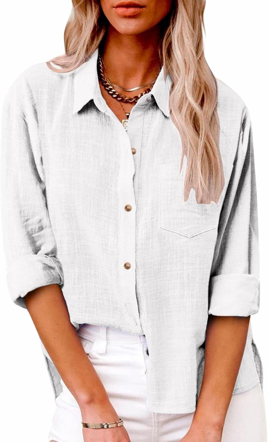 Women Button Down Shirt Casual and Loose Office Autumn Top