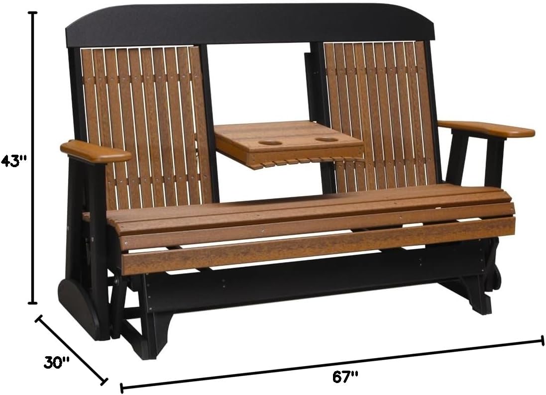 Furniture Barn USA Poly Lumber 5' Classic Glider, Antique Mahogany & Black