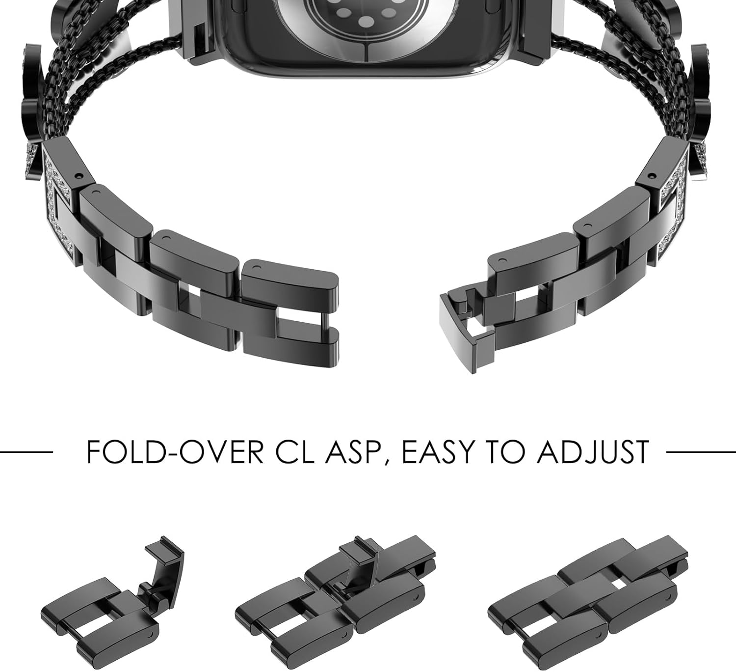 NewWays Compatible for Apple Watch Band Butterfly 46mm 42mm 38mm 40mm 41mm 42mm 44mm 45mm 49mm, Sparkling Bling Diamonds Bracelet for iWatch Band Series 10 9 8 7 6 5 4 3 Womens - Image 4