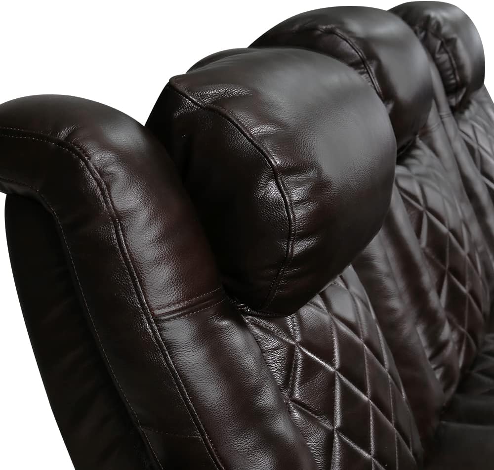 Valencia Tuscany Home Theater Seat - Nappa Leather Power Recliner with Cool Gel Memory Foam, USB-C/A Charging, RGB LED Lights, Adjustable Lumbar & Headrest (Row of 4, Dark Chocolate)
