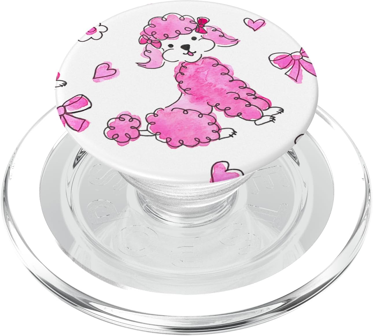 Mid Century Modern Pink Poodle Coquette Dog Whimsical Preppy PopSockets PopGrip for MagSafe