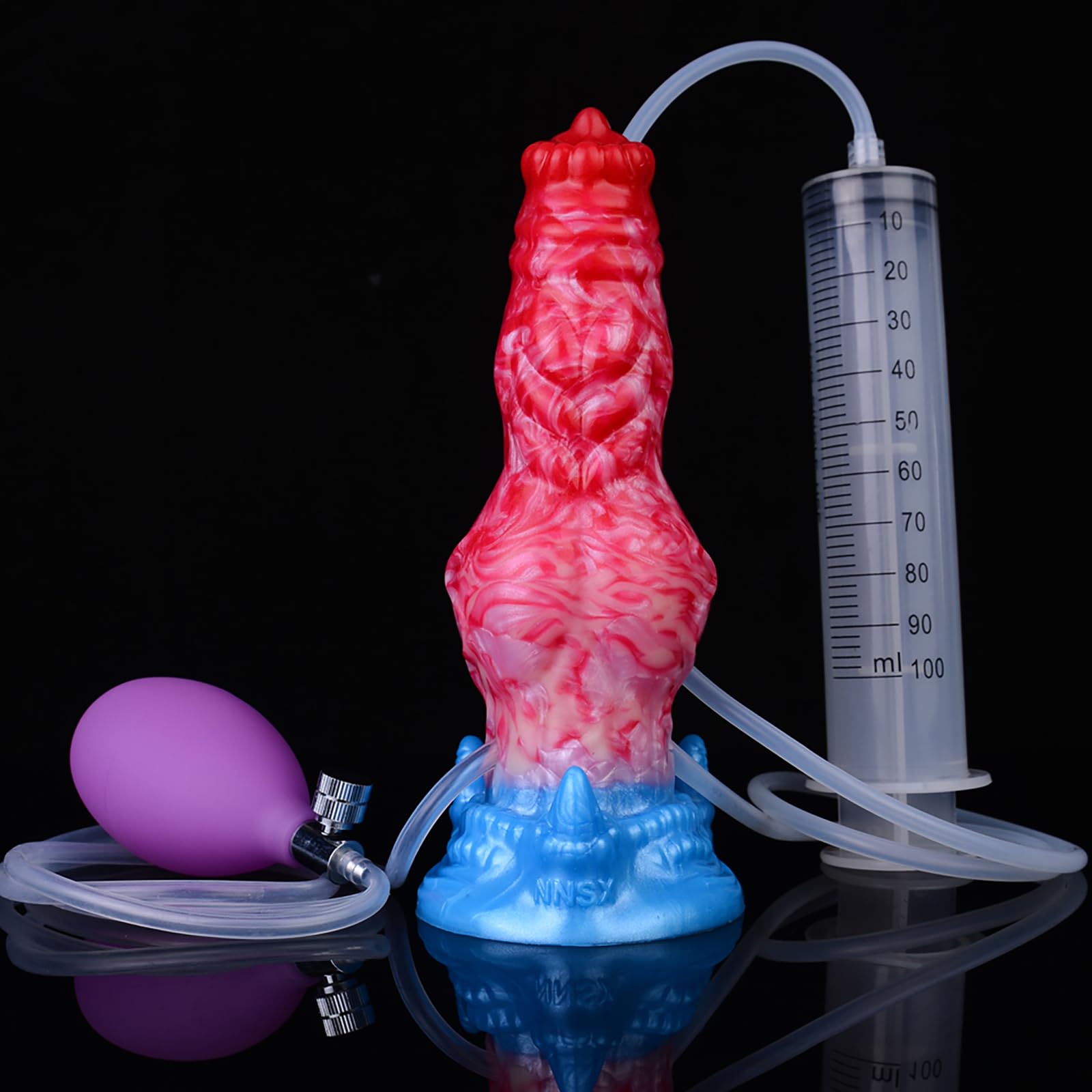 Consolador inflable de fantasía con forma de monstruo y función de chorro. Consolador de silicona con forma de perro, con ventosa y bomba. Consolador anal for el punto G. Juguetes sexuales