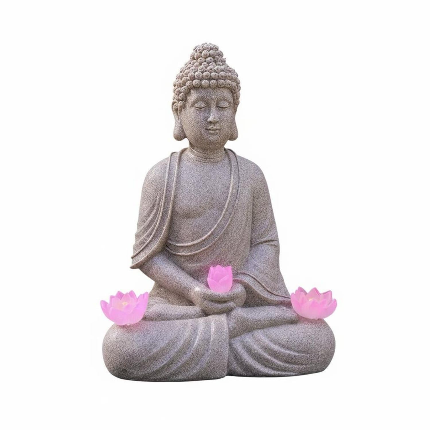 Weatherproof Solar Buddha Statue Weather-Resistant Zen Garden Lamp Automatic On/deactivated Decor Original Design for Meditation Practitioners, Yard, Patio, Balcony, Sandstone, Sitting-image-24