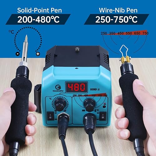 Miniatura 2 de Goodcrafter Bolígrafo de pirografía 2 en 1, kit de combustión de madera 101-en-1,200 ~ 896.0 °F (con pantalla de temperatura)/punta de alambre de