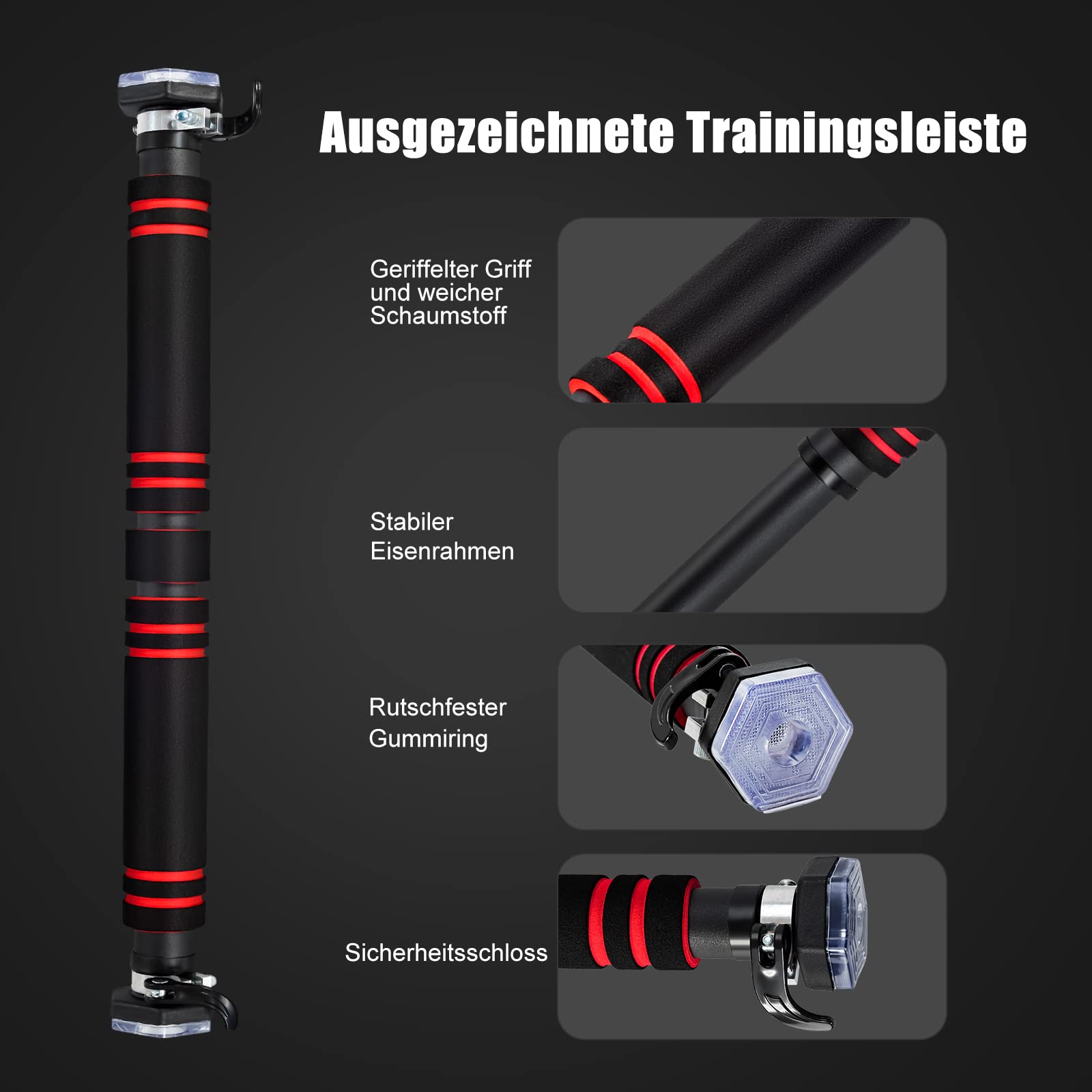 GOPLUS Drążek do podciągania futryny drzwi, 65-100 cm, regulowany, do 120 kg, treningowy, czarny