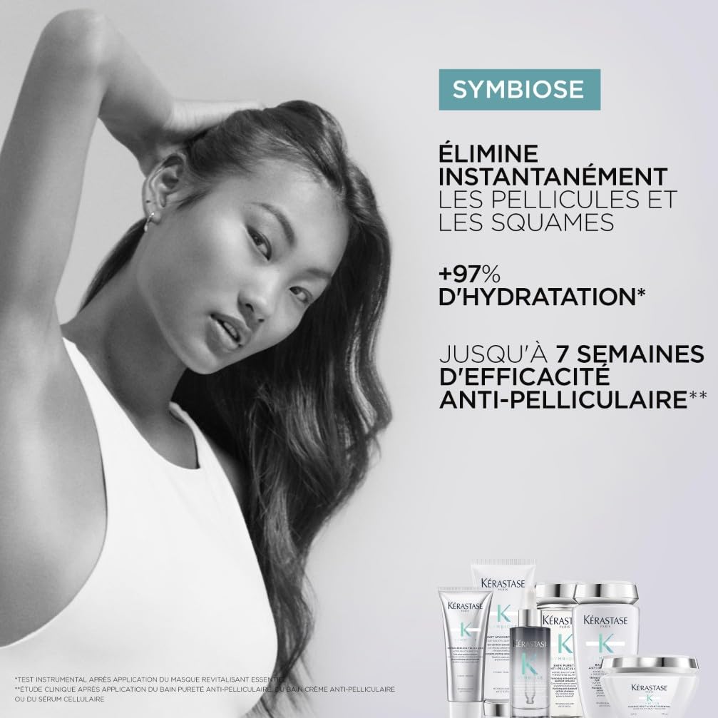 KERASTASE Symbiose - Bain Crème Pureté - Shampoing Antipelliculaire - Effet Prouvé Jusqu'à 7 Semaines Après Utilisation - À l'Acide Salicylique - Sans Silicone - Cuir Chevelu Gras & Sensible - 250 ml