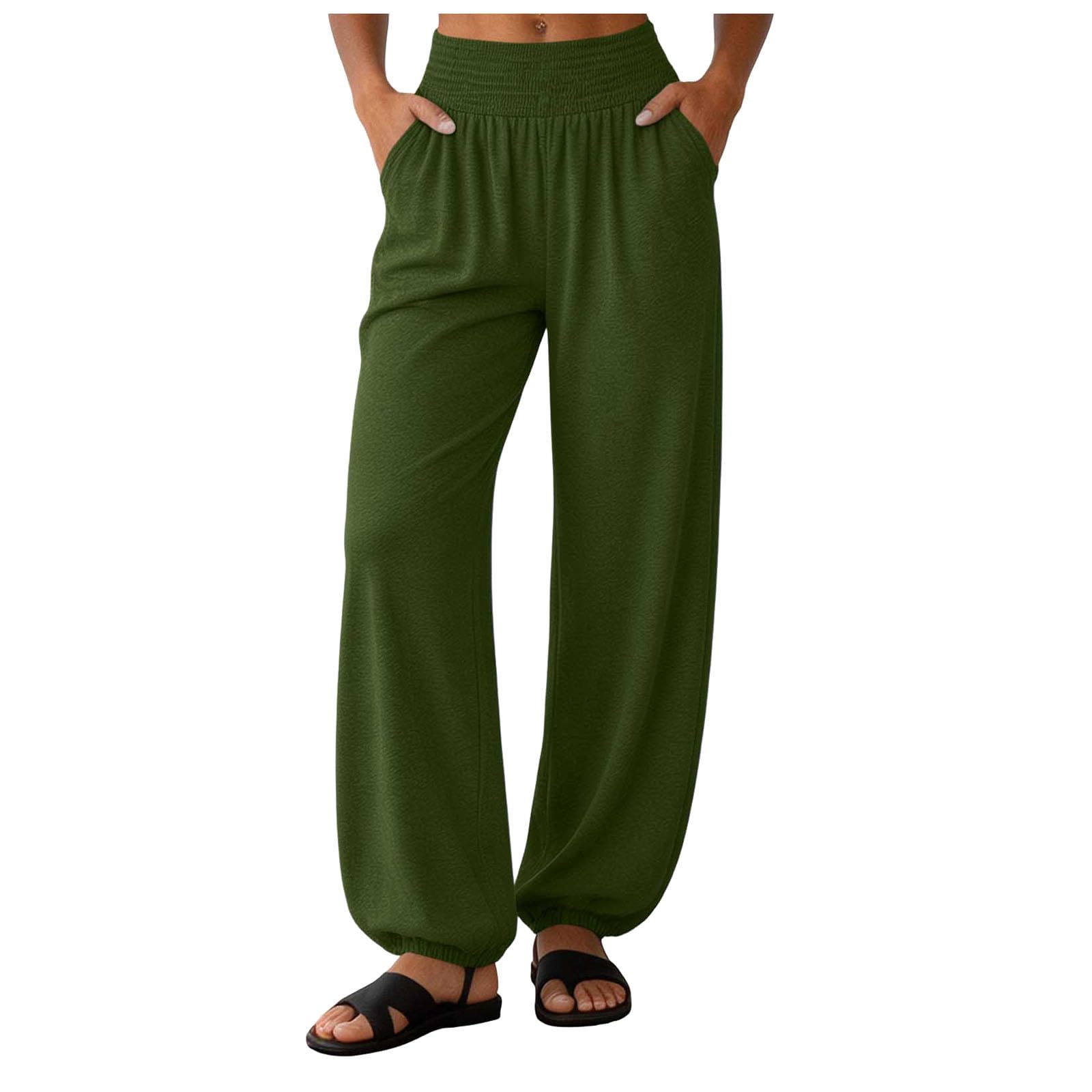 Pantalone Elegante Donna Pantaloni da Yoga da Donna a Tubino Dritto Elasticizzati a Tinta Unita con Tasche, Pantaloni Tinta Unita con Contrasto di Colore Eleganti Estivi