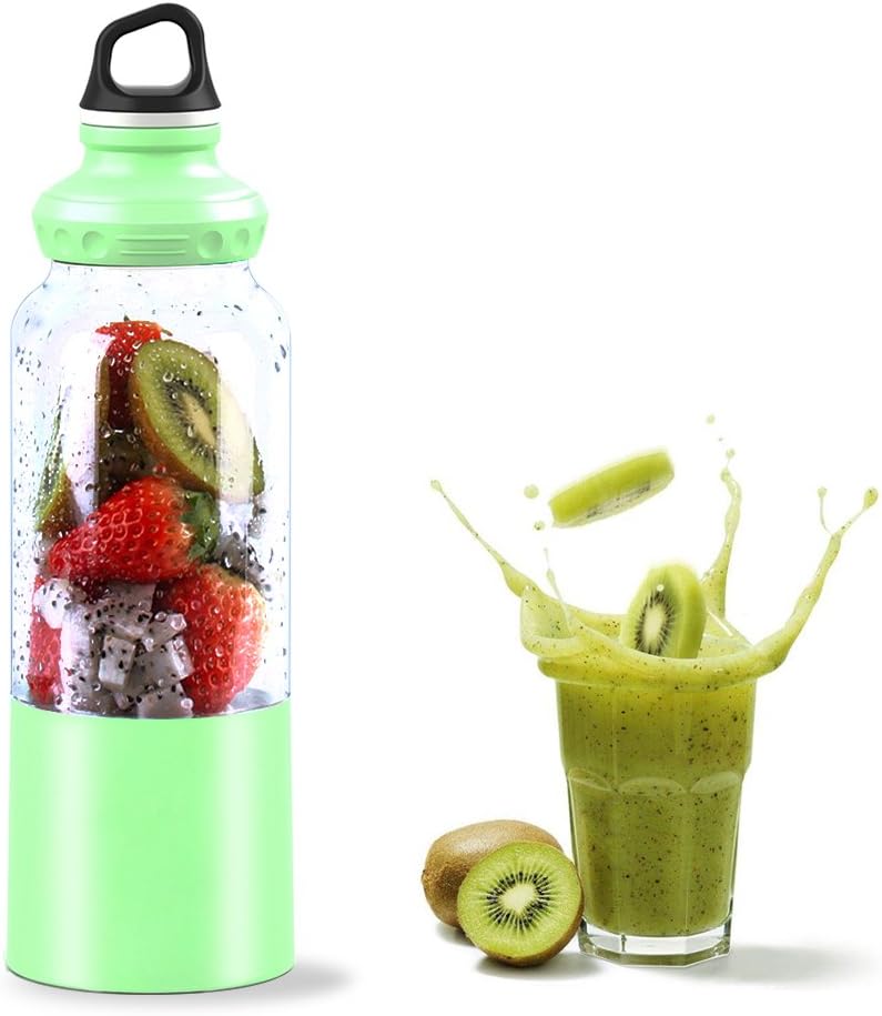 Portable Blender 350mL USB Juicer Cup, Fruit Mixing Machine, Personal Size Electric Rechargeable Mixer, Shakes Smoothies Blender with USB Charger Cable (Blue)