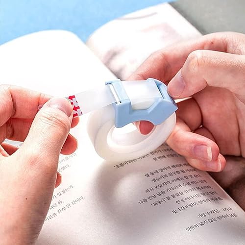 Miniatura 4 de Juego de 2 cintas invisibles de 0.5 pulgadas con cortador de cinta reutilizable para escuela, oficina, almacén, suministros para el hogar, rollos de