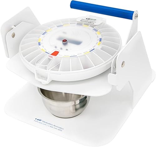 Miniatura 2 de e-Pill MedTime Station – Dispensador automático de pastillas bloqueado con base de volquete, 6 ajustes de alarma – Cubierta transparente transparente