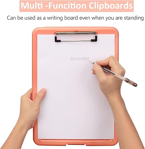 Miniatura 6 de Portapapeles A4, portapapeles con almacenamiento, portapapeles de plástico folio con clip de perfil bajo, estuche para portapapeles de enfermería