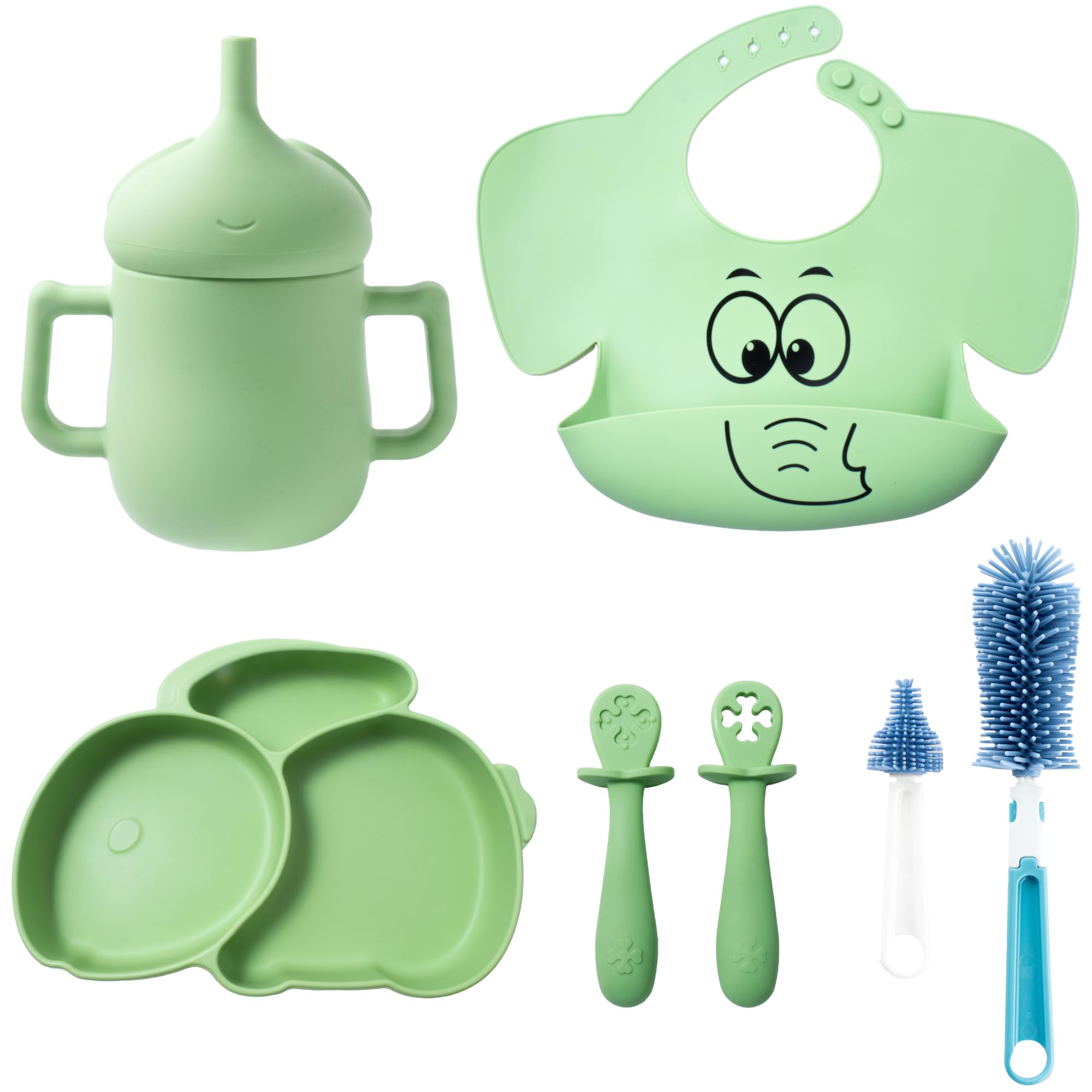 Fini le gâchis : assiette ventouse et bavoir silicone réglable pour bébé