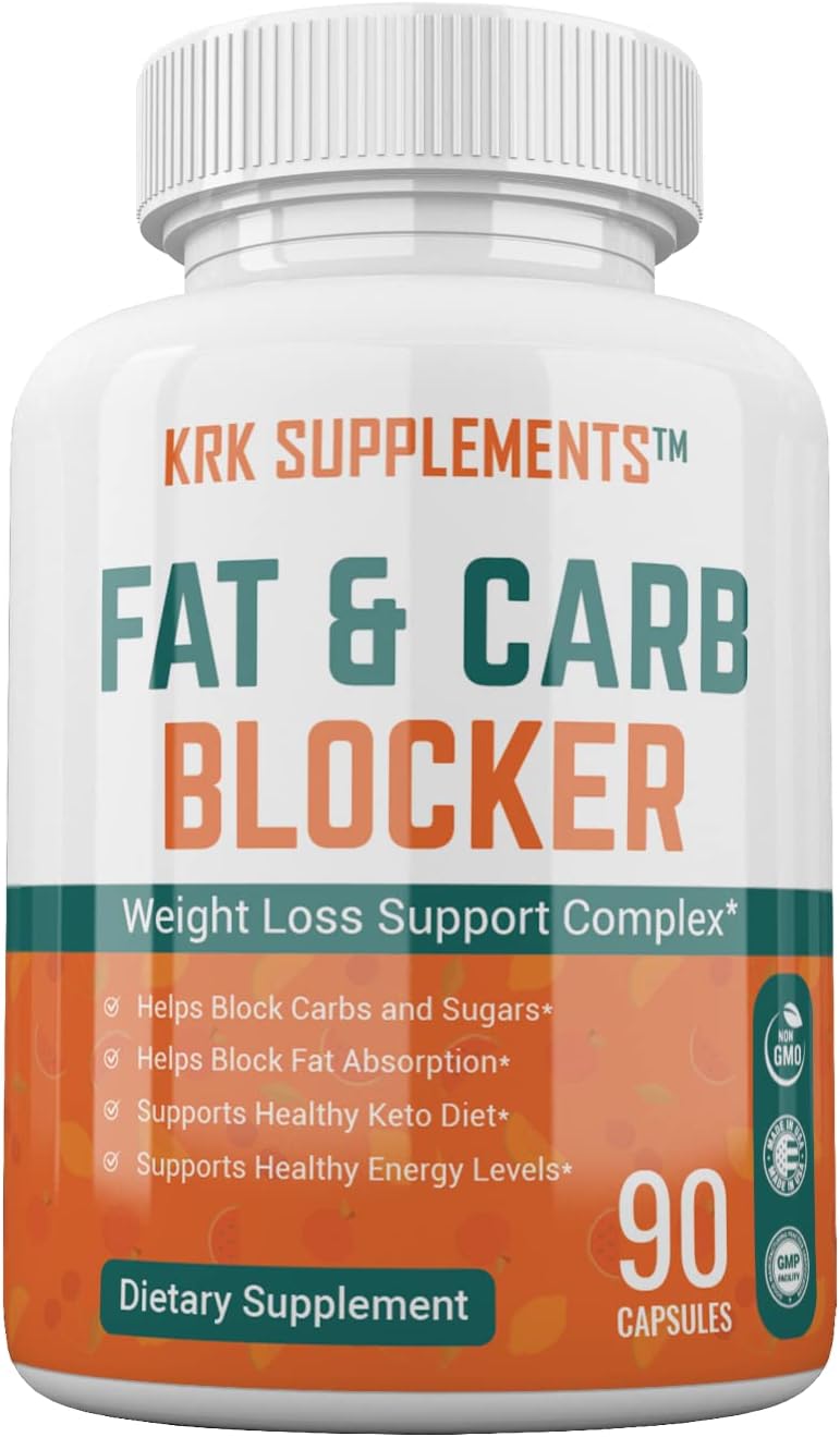 1 Pack Fat and Carb Blocker with Phaseolus Vulgaris (White Kidney Bean Extract) Chitosan Extreme Diet Pills Weight Loss 90 Capsules KRK Supplements
