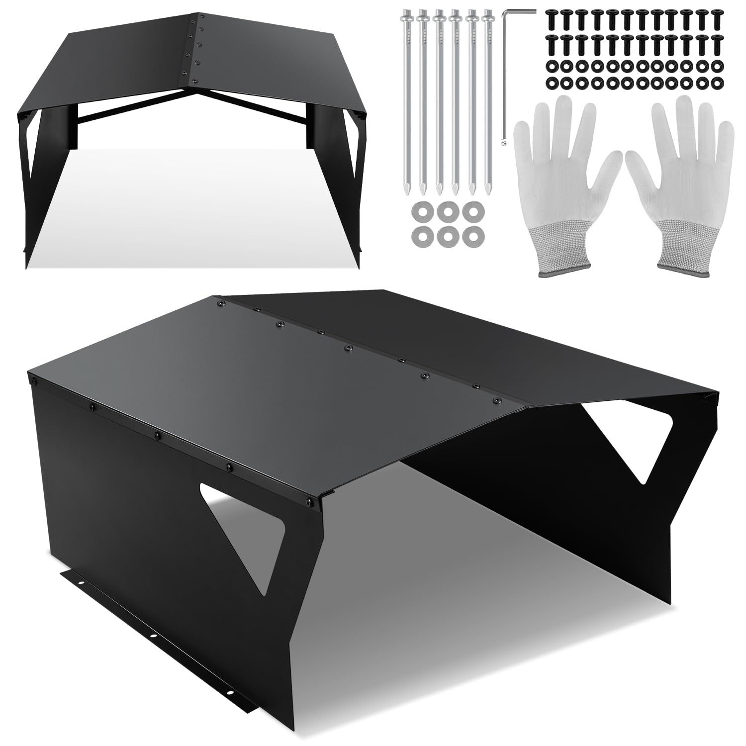 Gimisgu Toit de protection galvanisé pour robot tondeuse à gazon, avec gants et protection UV, idéal contre la pluie et la grêle, 78 x 60 x 34 cm, noir