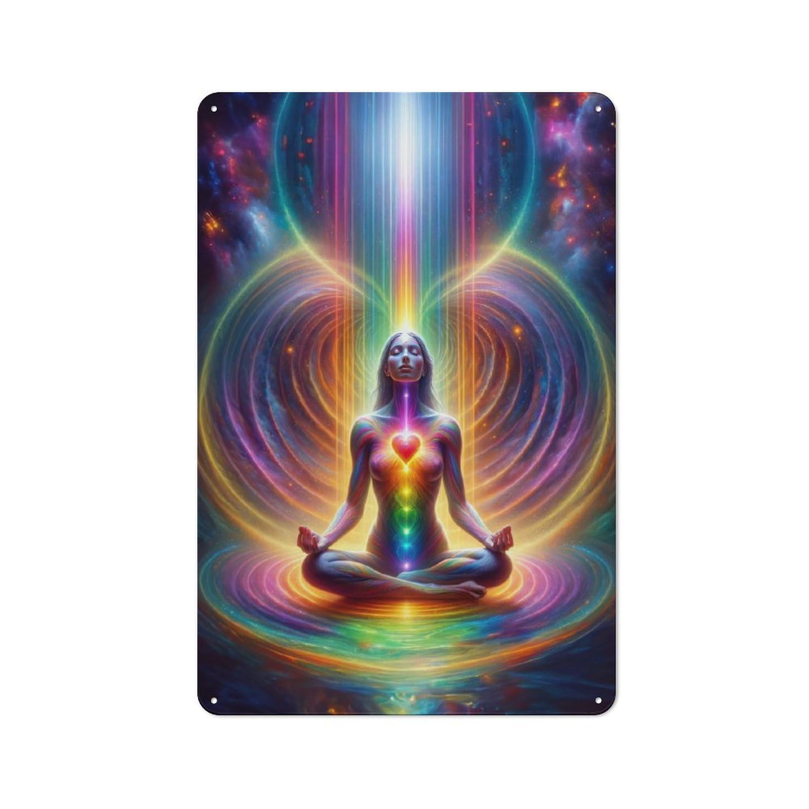 Junmoney Style-6 Metal Plaque 30X20cm With Heart Meditation For Hallway Wall, Rustic Decor, A Metal Wall Feature For Hallways And Entrance Areas