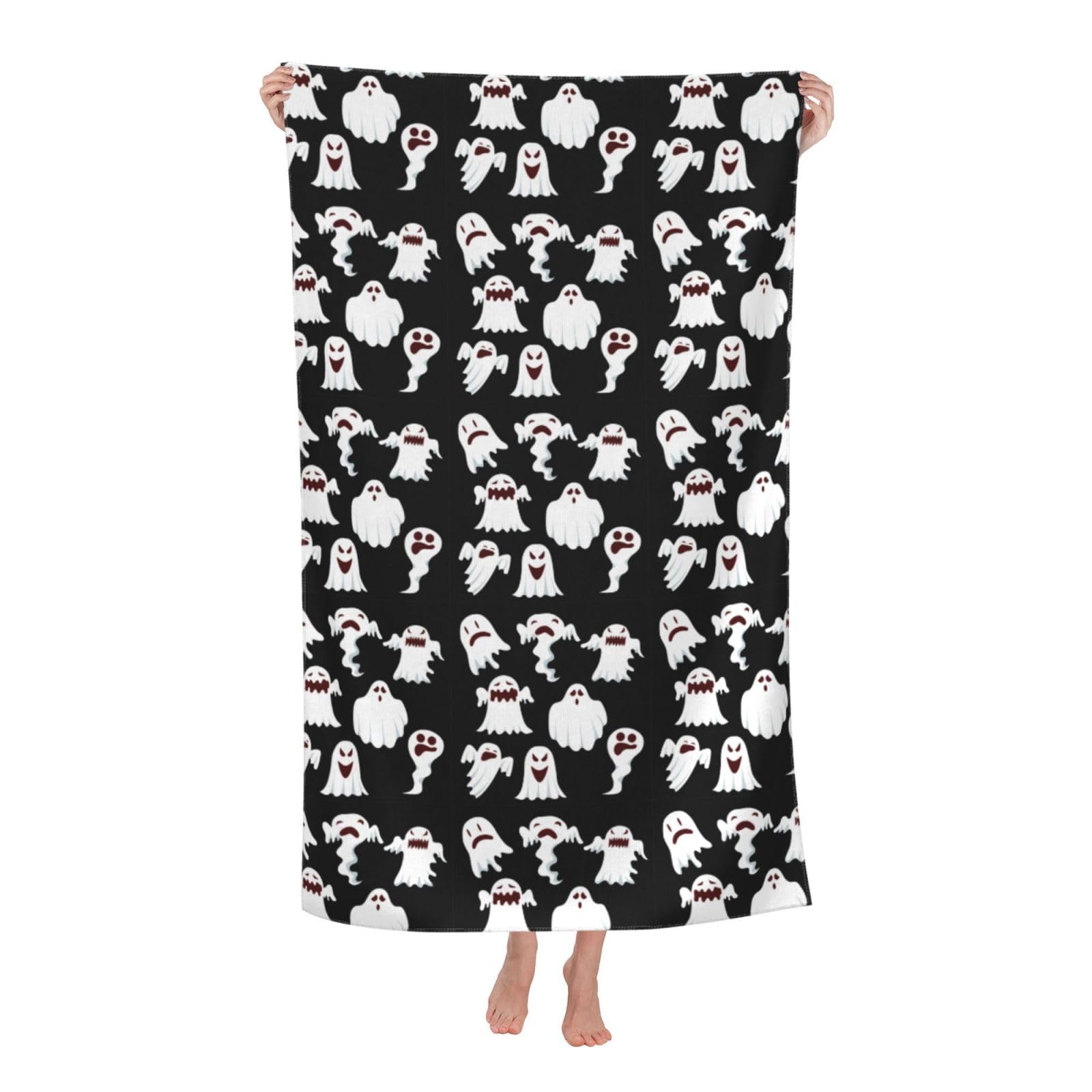 Cbaaghh Funny White Ghost Print Adult Beach Towels,Beach & Pool Towel,Beach Towels,Towels For Camping