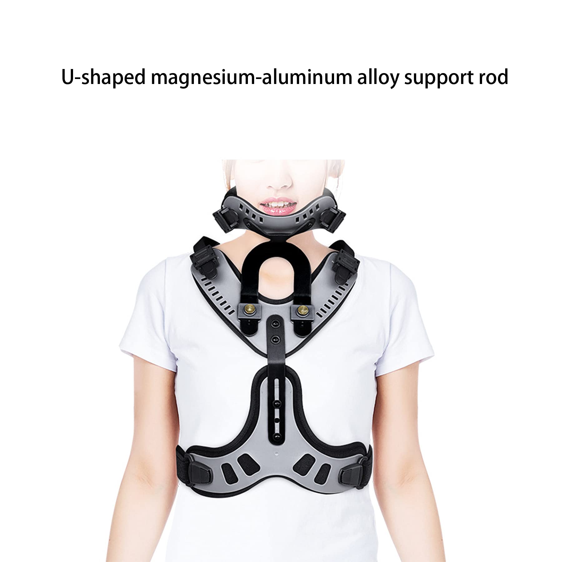 sdneNest Soporte de cuello ajustable: ortesis para cabeza, cuello, pecho, para artritis postrauma, dolor agudo, cirugía, fracturas, ángulo, ajustable, transpirable, ortesis torácica lum, L