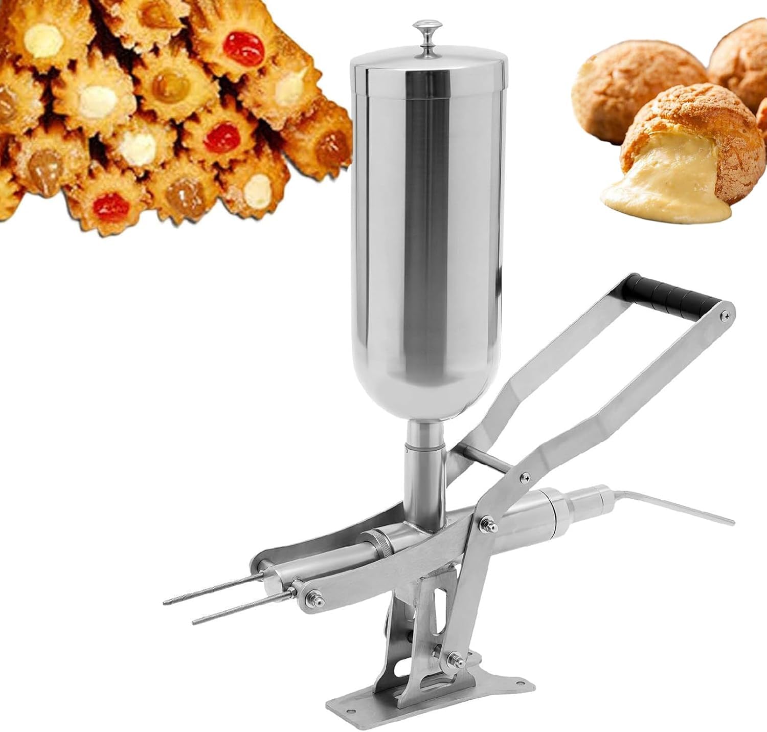 Machine à garnir Les pâtisseries en Acier Inoxydable pour Beignets, Churros et Desserts – Injecteur Manuel avec 3 Buses pour la Maison et Les Restaurants.