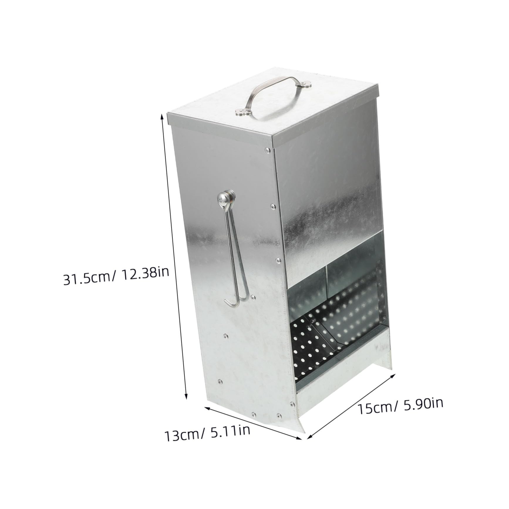 Kleintier Heuraufe Futtertrog 650ml Eisen Silber mit Deckel