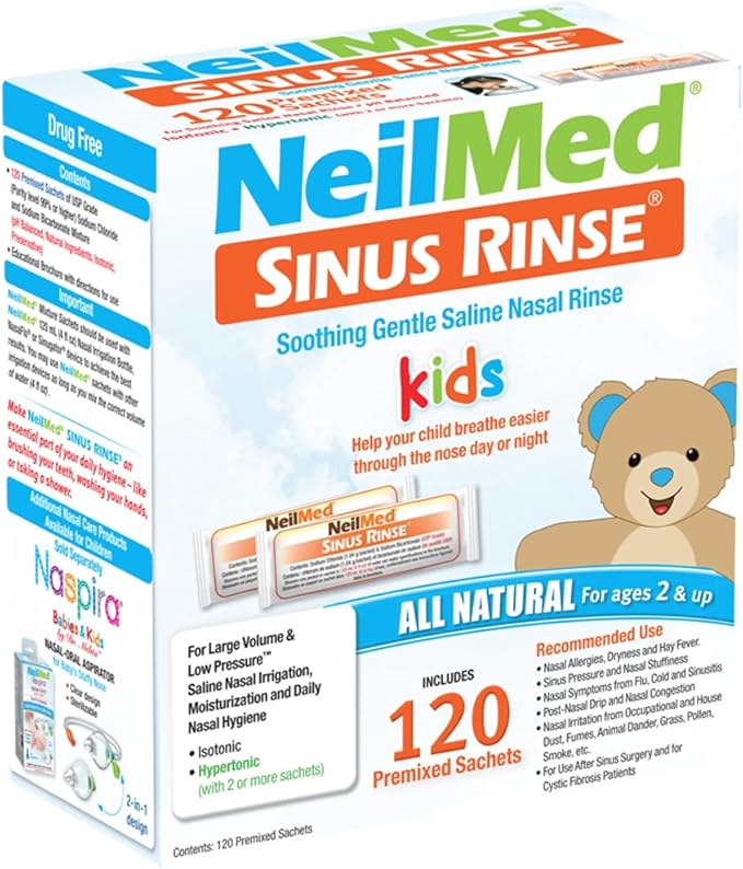 NeilMed Sinus Rinse Premixed Pediatric Packets 120 Count (Pack of 2)