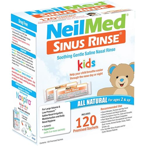 Sinus Rinse Pediatric Premixed Packets 120ct (Pack of 2)- Soothing, No Burning or Stinging Large Volume & Low Pressure System Saline Nasal Irrigation