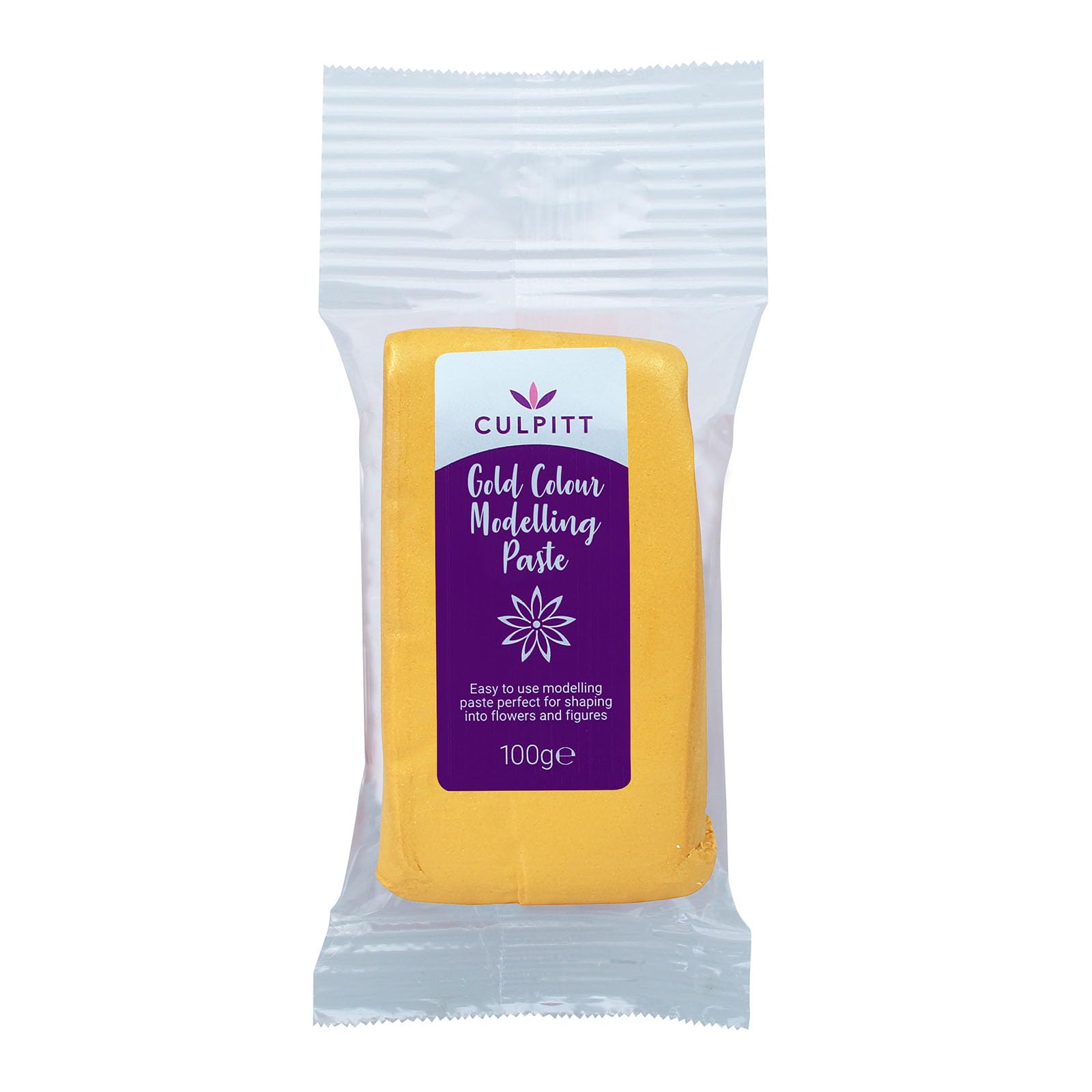 CULPITT Metallic Colour Food Modelling Pastes, Create Celebration Cake Models, Hearts, Stars, Flowers, Leaves - Gold 100g