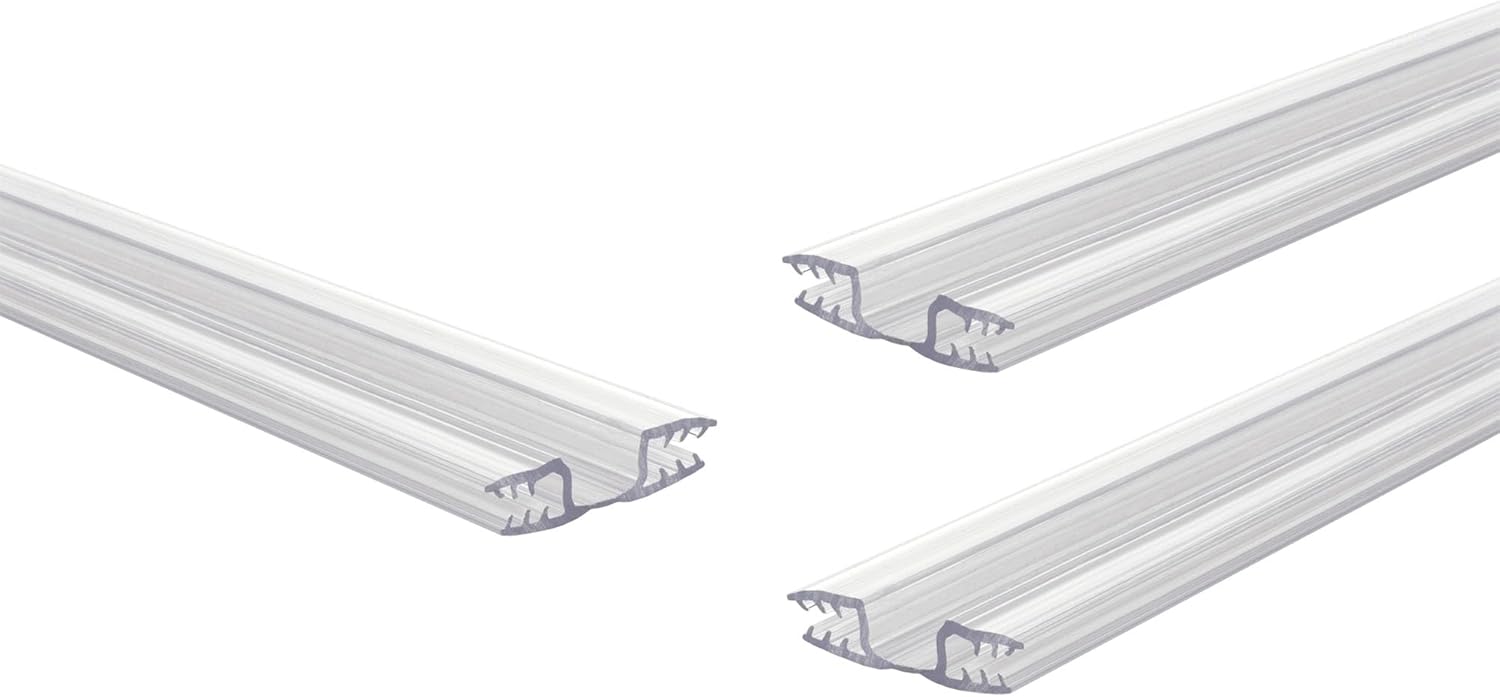 Outwater 3 Pack 48 Inch Drum Shield Hinges for 1/8" Panels – Tooth-in-Groove Mechanical Lock, Pinless, No Holes or Glue Needed, Clear Acrylic Hinges, Easy to Install