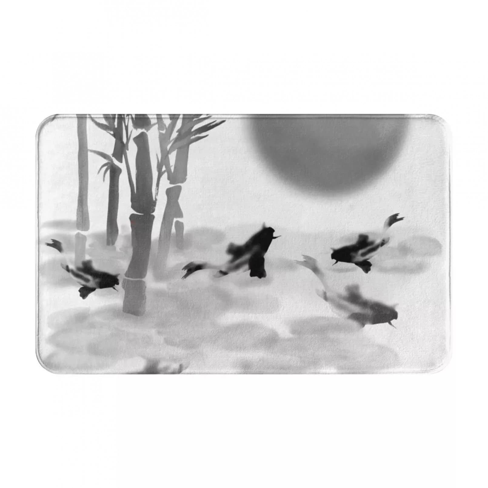 Fashion Retro Chinese Style Japanese Koi Carp Doormat Rug Carpet Mat Footpad Bath mat Polyester Anti-Slip Entrance Kitchen Bedroom Washable durable-50x80 cm