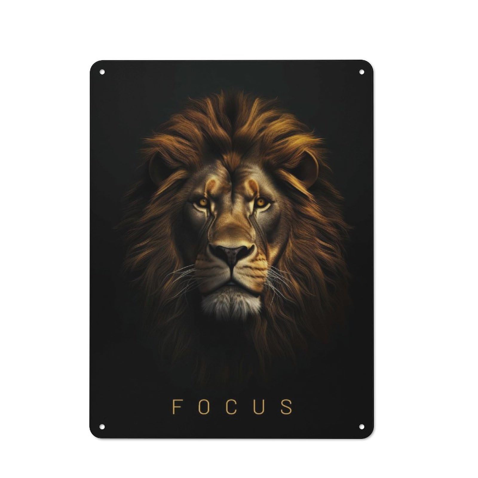 Junmoney Lion Gold Dark Vintage Metal Wall Sign 40X30cm For Garage Or Workshop, For Metal Sign Collectors, For Garage And Workshop Walls