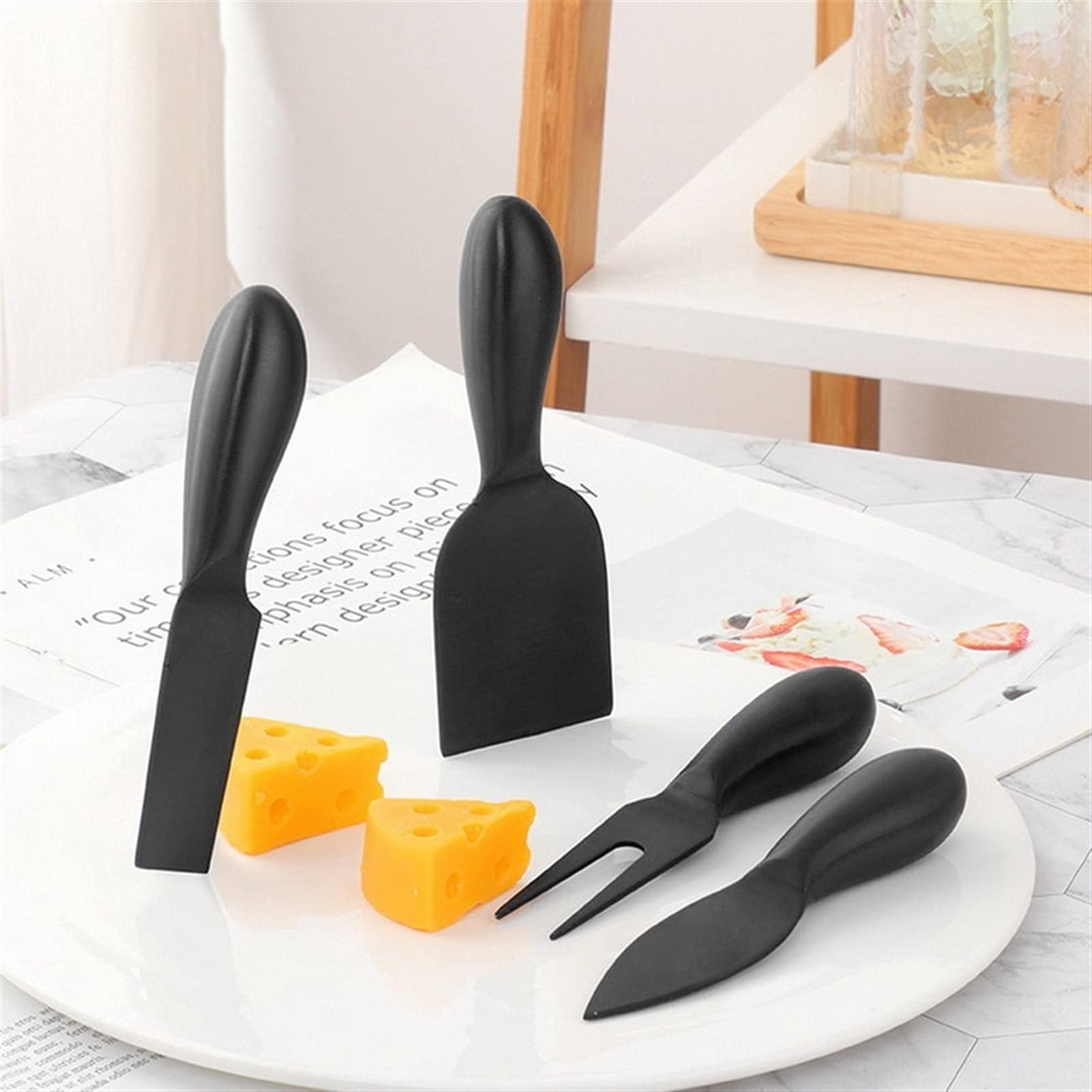 caihuashopping Käseschneider Käseschneider Edelstahl Käsemesser Set Käse Grinder Käse Slicer Gabel Schneiden Lebensmittelverarbeitungswerkzeuge Für Küche Kochen Käsehobel (Color : Gold Color)