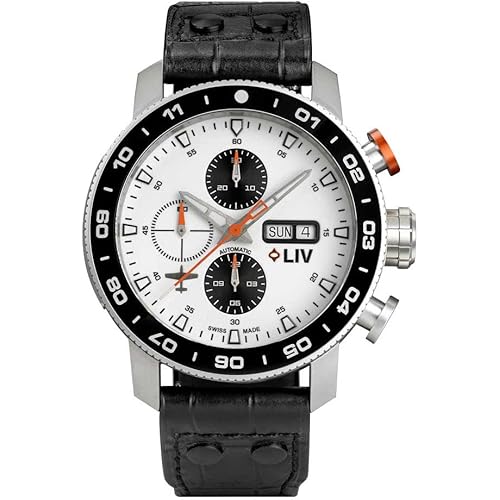 LIV P-51 Big Pilot - Titanium 46MM Swiss Automatic Day-Date Chrono Watch - Unidirectional Ceramic Bezel- High-Grade Titanium Case - Sapphire Crystal