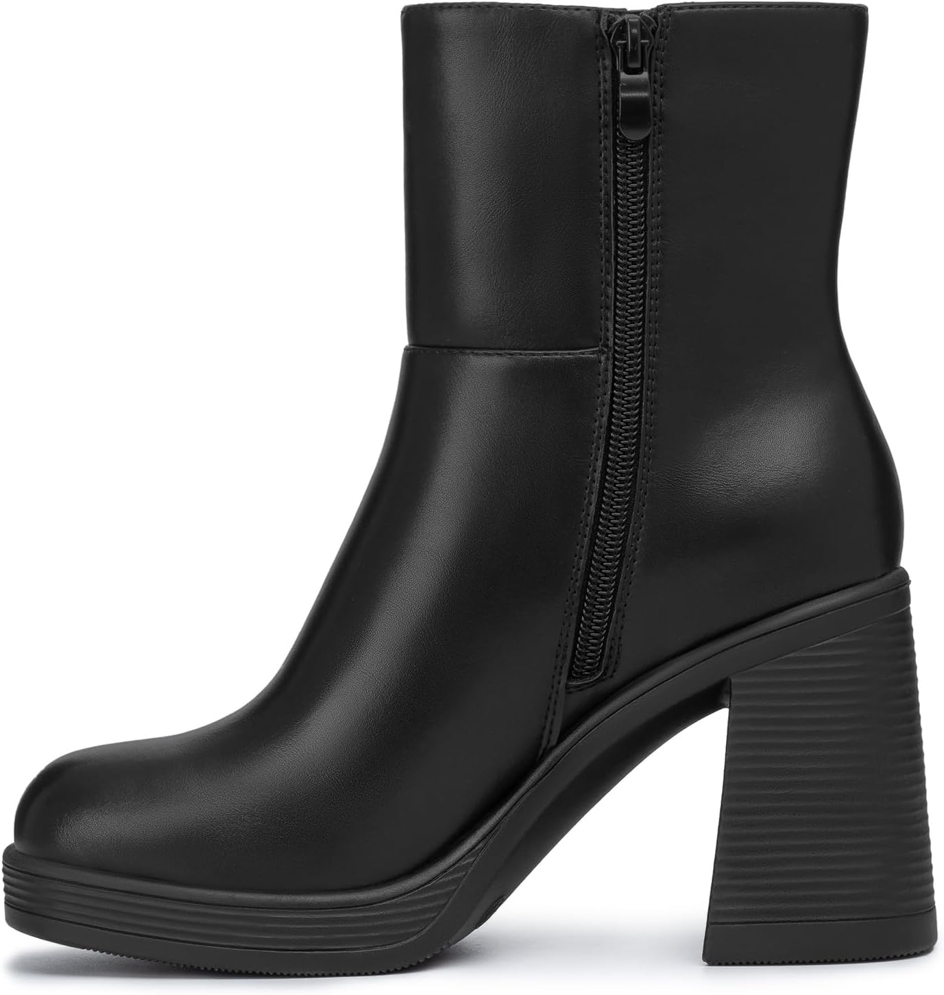 Athlefit Women's Platform Ankle Boots High Chunky Block Heel Square Toe Boots Fashion Dress Heeled Booties - Image 2