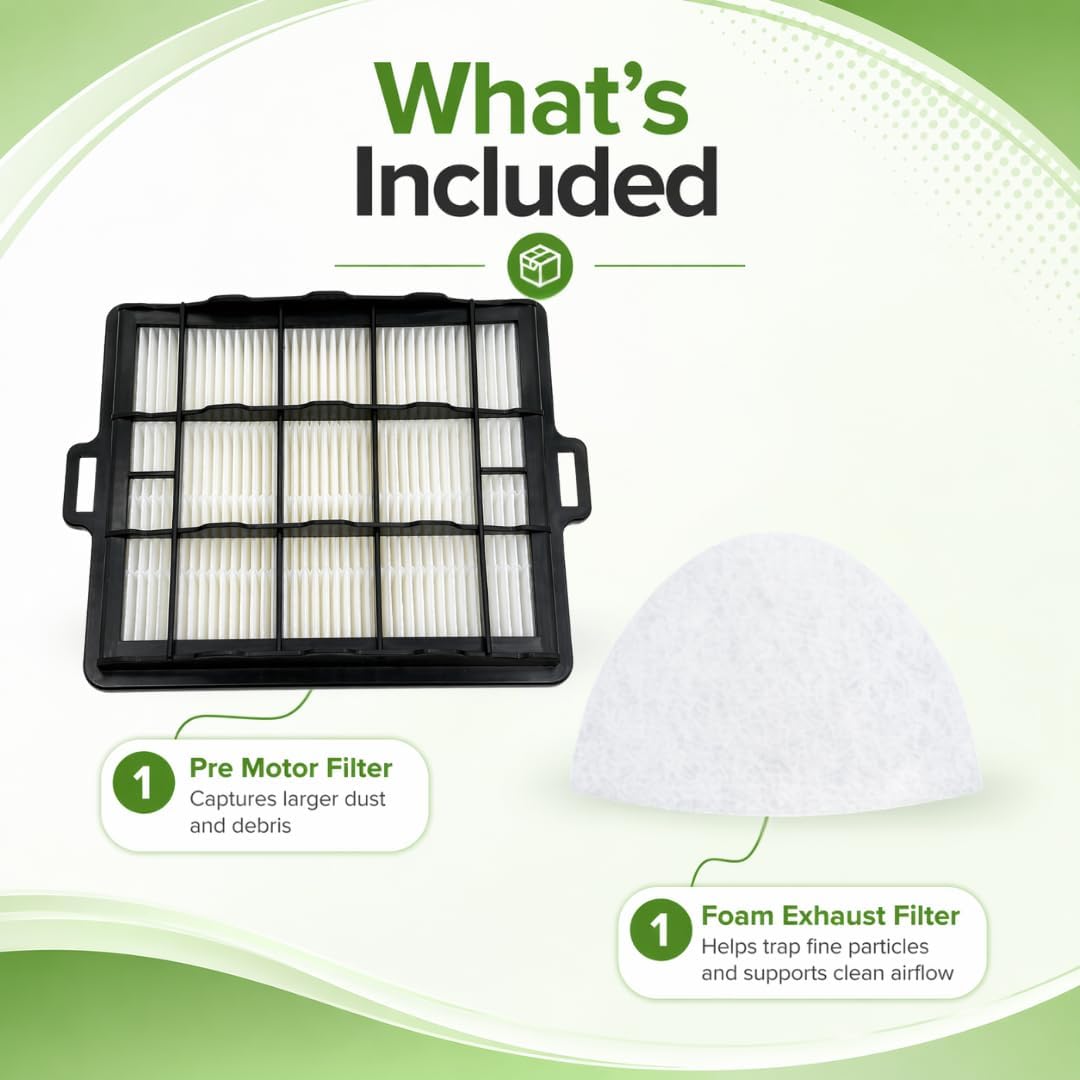 Vacuum Filter Replacement Compatible with Atrix Ergo Backpack Vacuum, VACBP1 - VACBPAI. Fit on Professional Vacuum Systems for Back Pack Vacuum Cleaner - Pre Motor and Foam Exhaust Filter.