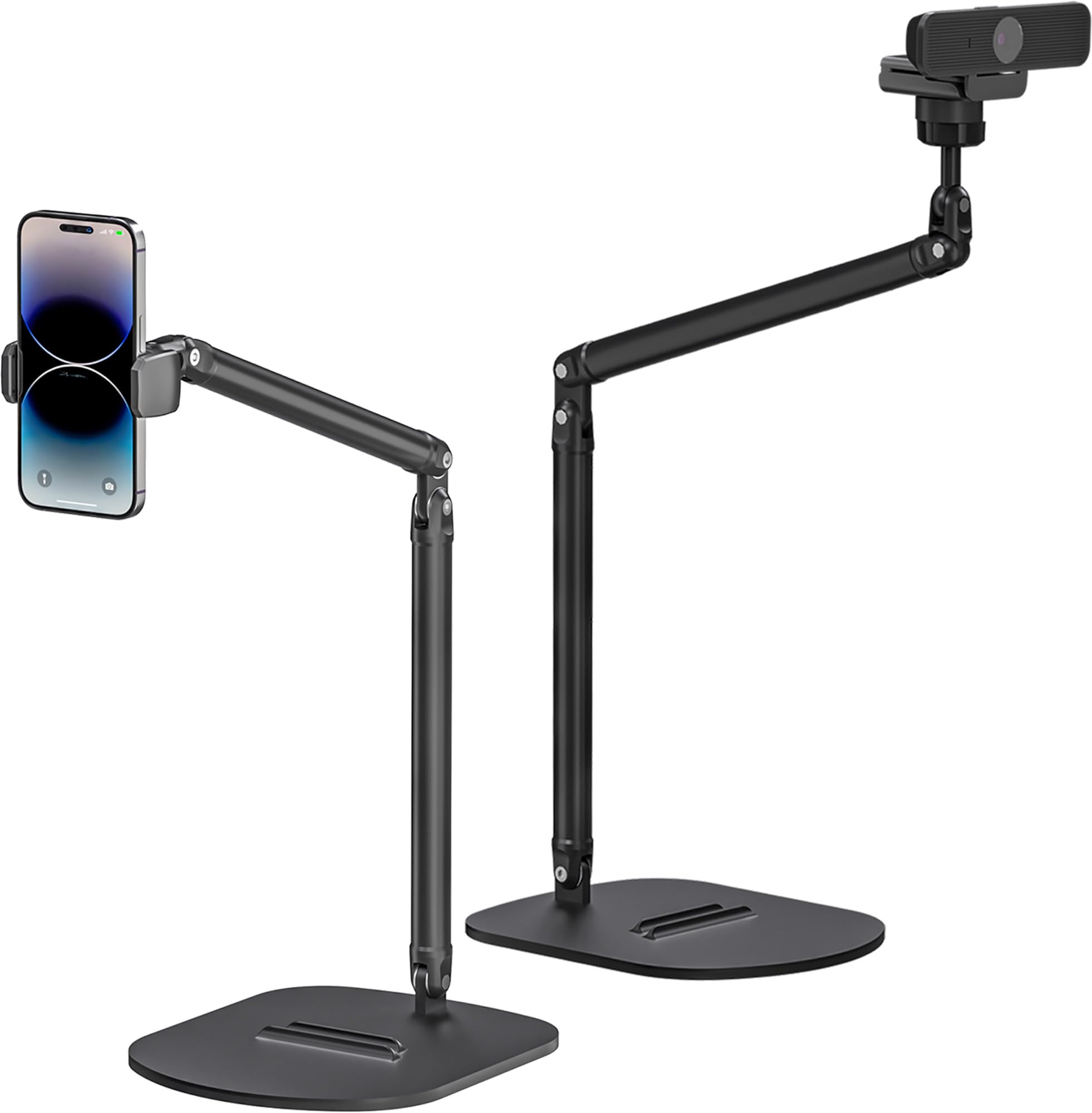 Supporto per webcam regolabile – doppio supporto per telefono e tablet, struttura robusta in alluminio con altezza e angolazione flessibili