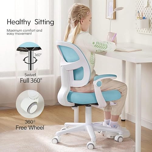 Miniatura 5 de Silla de escritorio para niños, silla para niños de altura ajustable. Diseño ergonómico. Adecuado para niños de 4 a 12 años, color azul claro