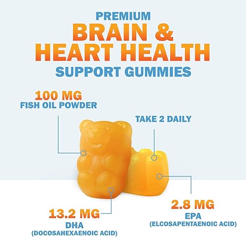 Miniatura 3 de Gomitas de aceite de pescado Omega 3, suplemento de gomitas Omega 3 saludables para el corazón con alta absorción DHA y EPA, apoyo extra fuerte para