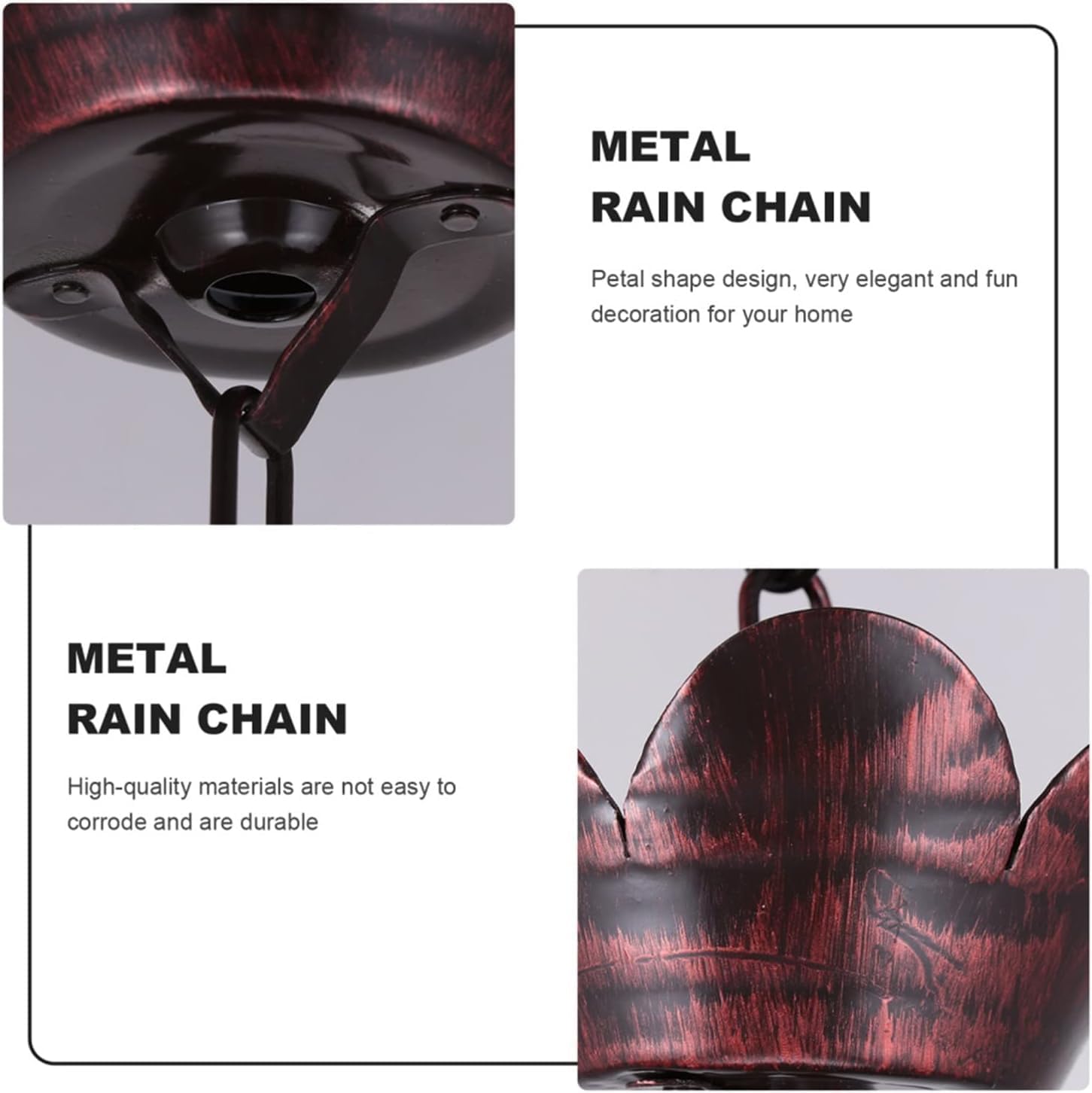 Rain Chains Metal rain Chain, Rain Chains for Downspouts Metal Rain Chain Petal Shape Chimes and Cups