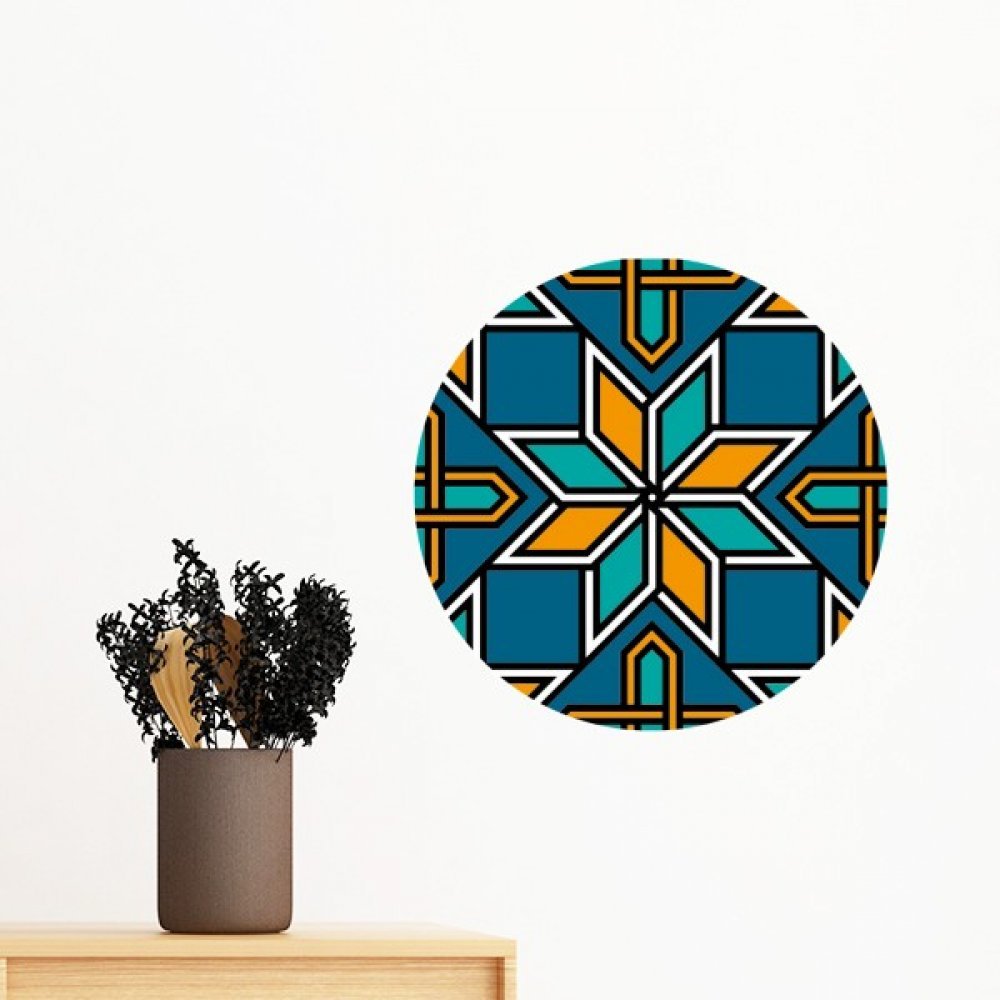 Sticker mural amovible bleu et orange grand format 80cm papier peint chambre