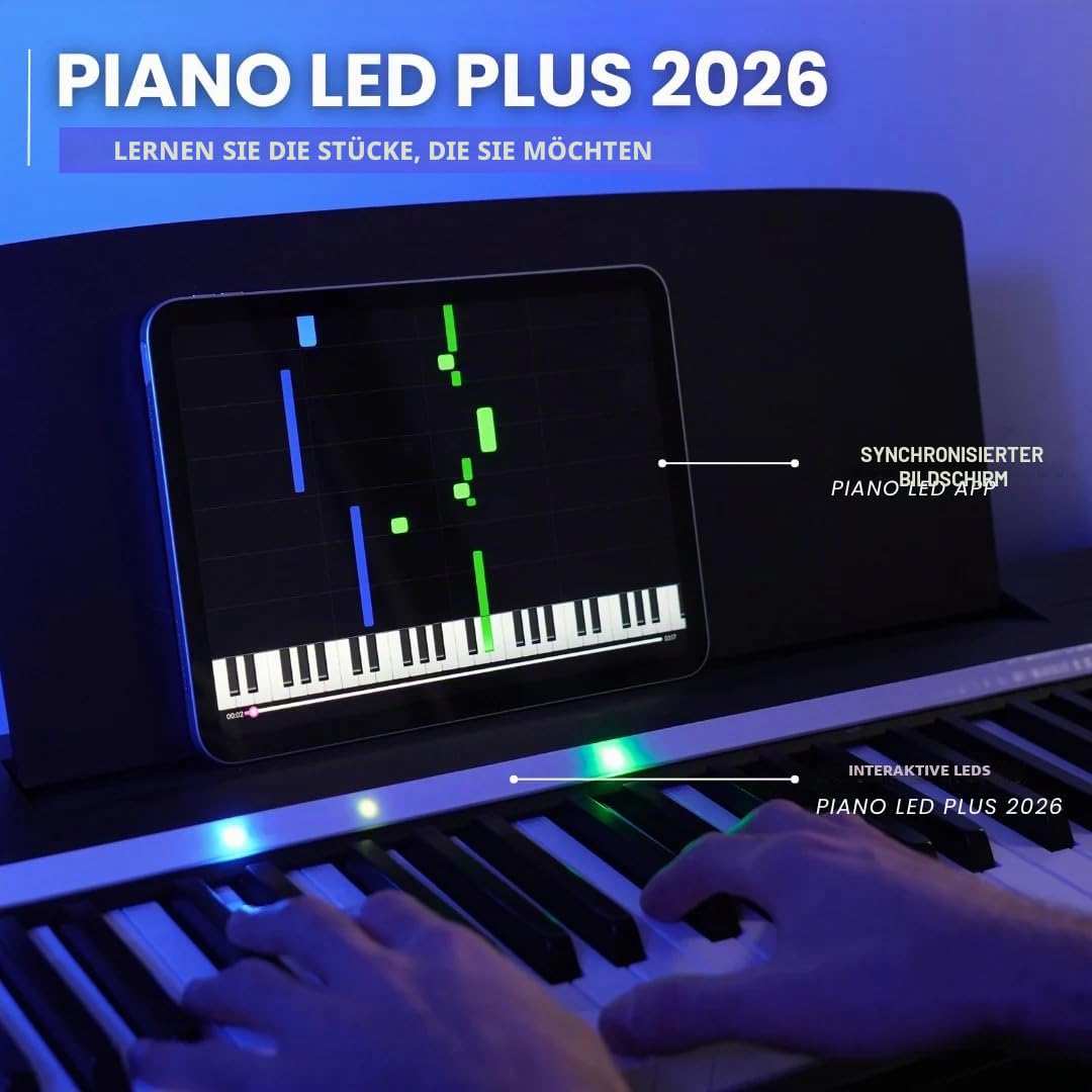 Klavier lernen auf spielerische und effektive Weise – patentiertes System – Klavierstunde mit intelligenten LEDs – Transparent