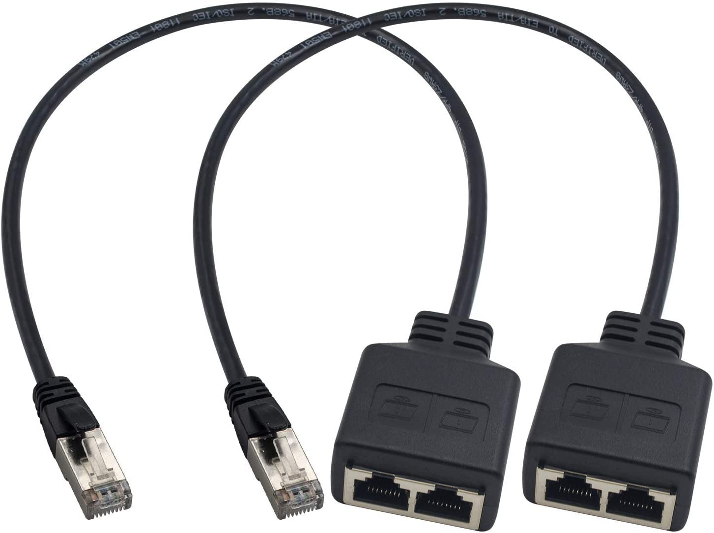 SYOSI RJ45 Splitter Ethernet, RJ45 Ethernet Port Splitter, RJ45 1 Male to 2 Female Adapter for Ethernet Cat 5/CAT 6 LAN Ethernet Cable Extender Surf Online at The Same time 30cm (2 Pcs)